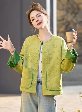 新品现货春季花新复新C8767-02中式国风印双面穿外古套女款
