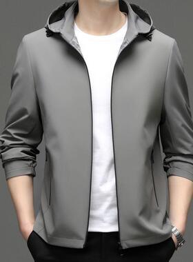 春夹男8603年季新款可脱卸帽秋休闲百搭中克青年男士帅气外套高级