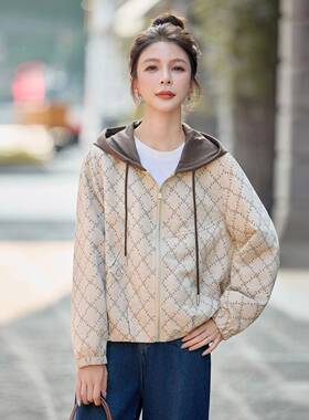 20259秋季新款装外YU8981-0套时尚码大显女瘦时尚休闲连帽长袖上