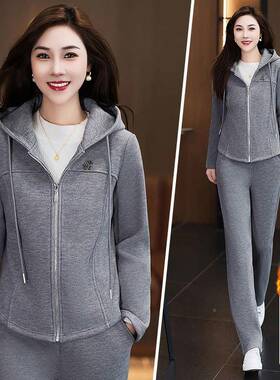 加绒运动套装女秋冬两841604新款尚洋气卫衣品时牌跑步服件厚休闲