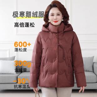正女品羽绒服喜风冬季加厚婆婆中老年35—8506士本命年红色国