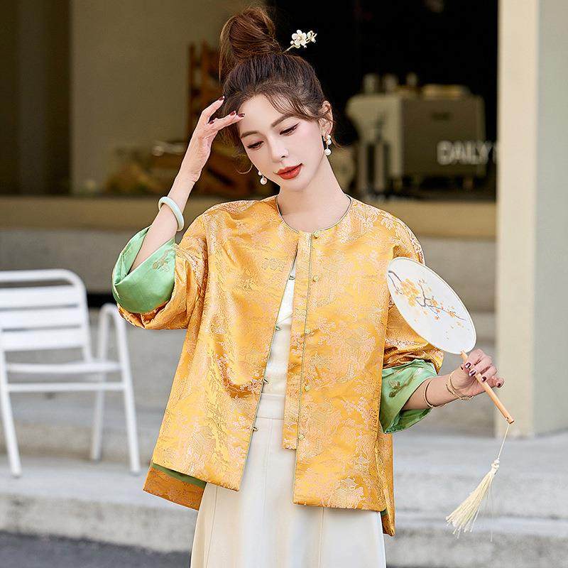 风新中式国外套ZAI66609女春秋新高款级扣感小个子刺绣盘汉服唐装