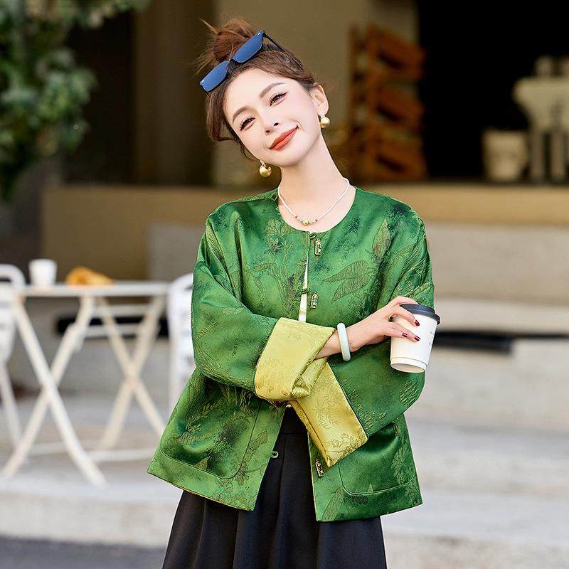 新中式圆外女春季新款ZAI66607时尚端国庄洋气复套古领百搭风长袖