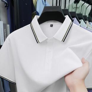 简奢男装高品质蚕丝休夏闲袖短恤时尚商务翻26032-KK领体桑恤衫