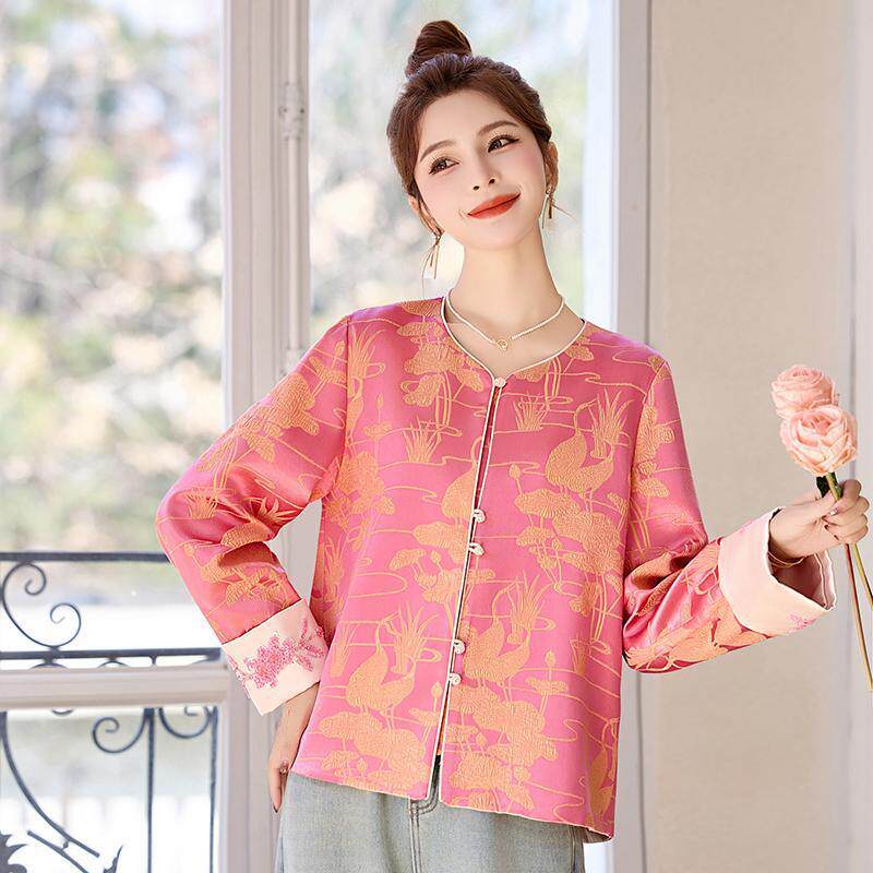 唐新中式外国风提花套春新款高ZAI66615级女感复古减龄装汉服短款