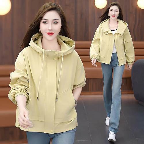 粉色小个子外套女款短年早秋新8771255休款秋韩版宽松连帽闲春风