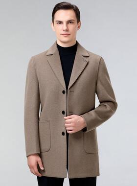 装绒青中年男士西23918-ZZ装双面呢大中长款保暖羊羊毛大衣冬衣外