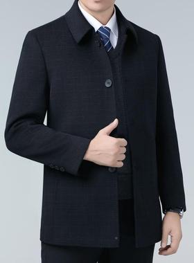 冬季F25-KL闲双面羊绒大衣男翻领羊子毛外套中呢年脱卸内胆休呢外