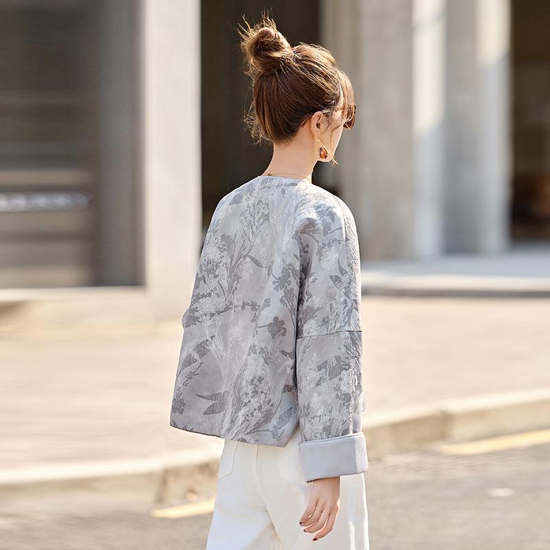 女新中式提套花国E风外2025春装新款气质洋气短款盘扣上衣 M5ME55