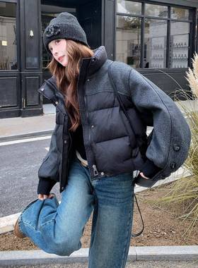 灰今的D115-C8年超流行拼子接风短款羽色绒服女冬季新款小个保暖