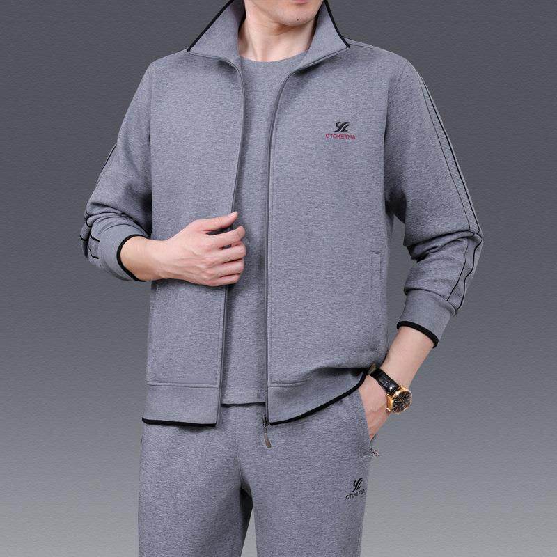 中老年男宽运动士服服装爸闲爸运动服休运动套73199981装中年棉质