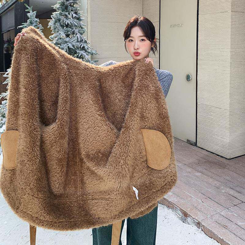 新咖色复古羊仿羔暖毛外套女小个子冬款加C277-951厚保设计感皮毛