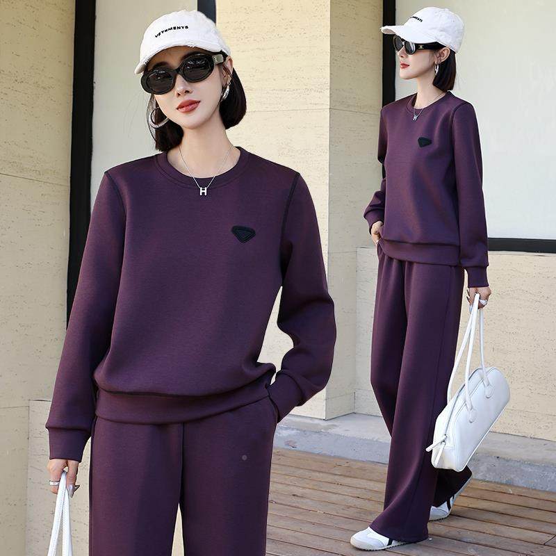 闲运动套装女春87712437秋款时尚欧休美卫新衣高端肩章步服两件跑