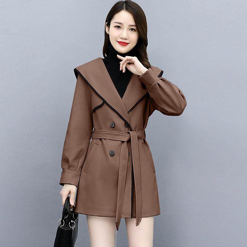 海军毛呢外套中长款秋冬季新款宽松领气质赫年本风呢子大ZAI2143