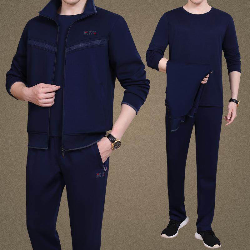 老年运套装男中士春秋季大码休闲运动动服中人爸爸春装46-9817三