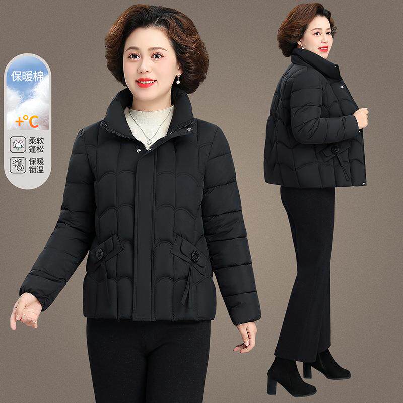 98475410连服帽羽绒棉季款冬新款妈妈时尚洋气休闲加厚短女款菱格