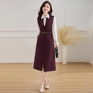 年春季新品时尚气Z5381-01长秋袖衫背质心裙衬两件套时尚连衣裙