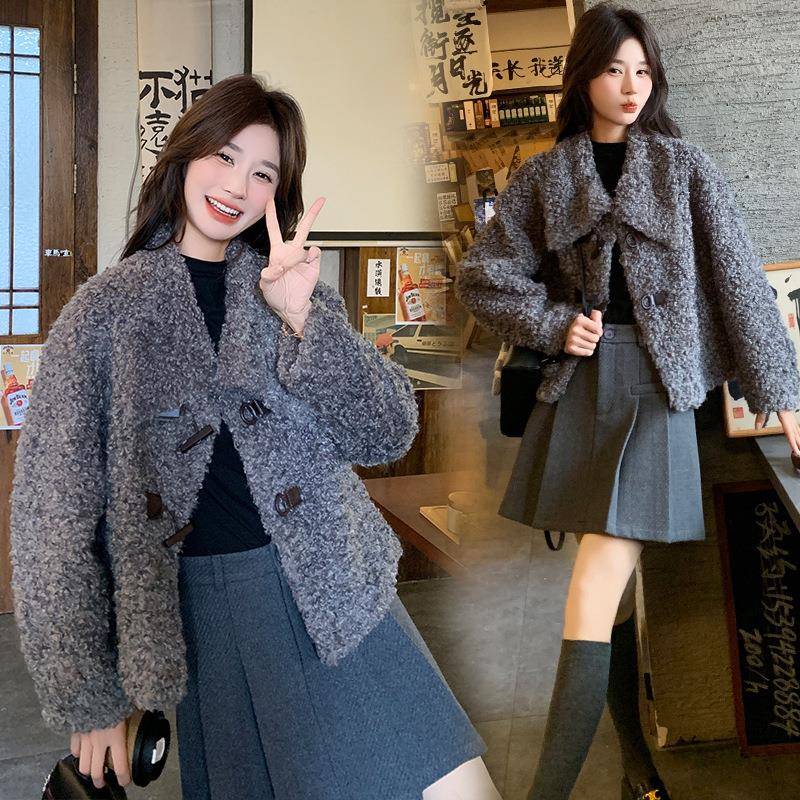 羊加羔毛皮毛一上体外套女冬季新款ZYI8852J厚洋短款毛茸茸颗气粒