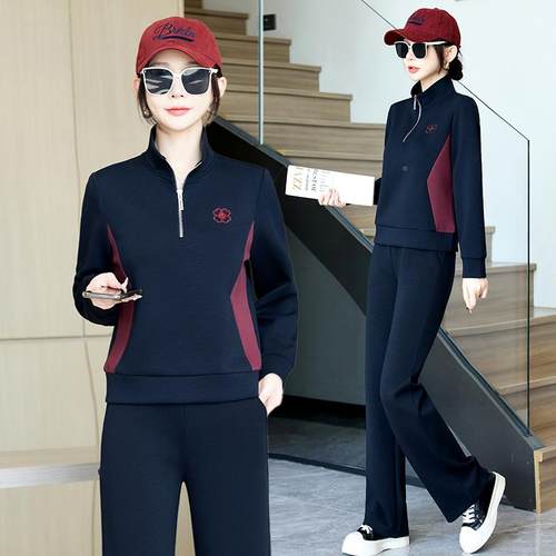 冬套装女年春季新款气高端红色闲立领洋卫衣87654189秋两件休套