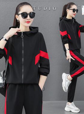 秋季休闲运747786动套服装女松洋宽气帽小个子妈妈纯色连卫衣跑步