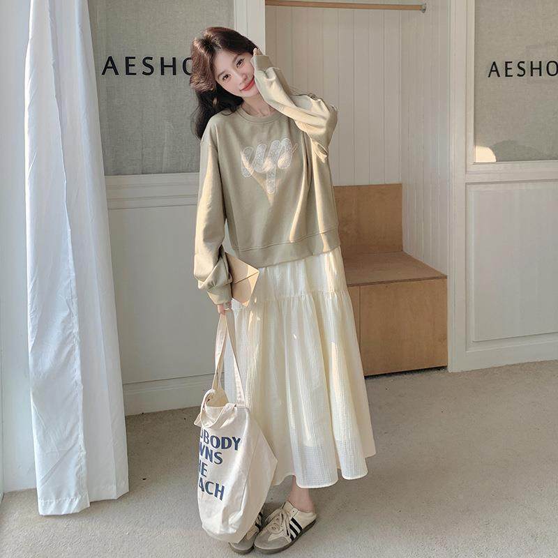 假两件柔衣裙年秋装新款女连韩系宽松减龄温风休闲拼b169-852接卫
