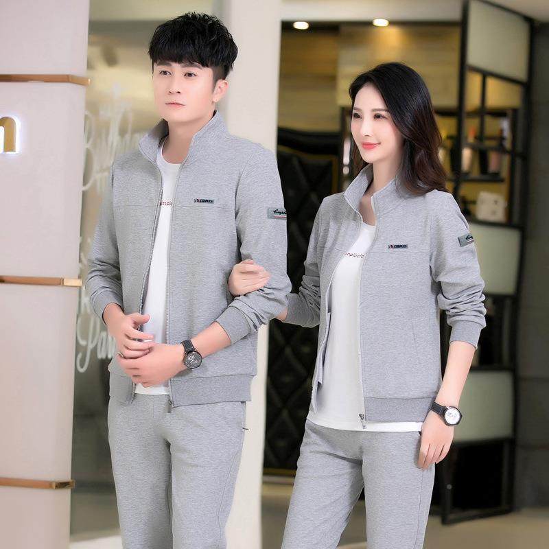 情侣款运动套装男女春秋季休动闲运跑服两件中89609909青年步运套