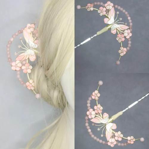 汉服古风超仙纯手工cos洛丽塔发饰流苏花朵配饰春天蝴蝶头饰发簪