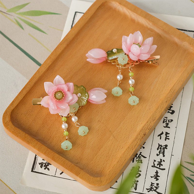 中国风儿童荷花发夹古风汉服六一花朵边夹流苏步摇古装头饰配饰品,饰品/流行首饰/时尚饰品新,发饰,淘宝优惠券,粉丝福利购,淘宝优惠卷