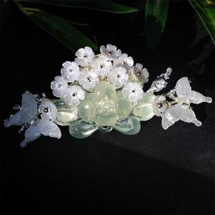 国风莲花发冠唐风宋制蝴蝶小花头冠超仙请冷头饰古风发饰汉服配饰