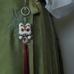 醒狮国风禁步吊坠长流苏可当背云古风汉服红色过年新年压襟腰佩饰