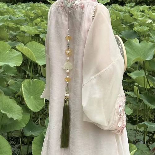 长背云流苏古风汉服旗袍璎珞后压
