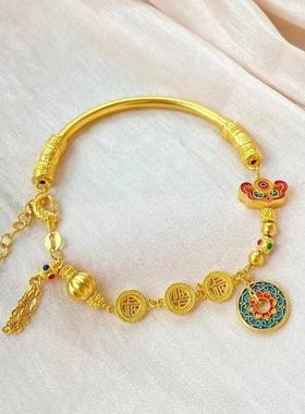 半镯半链福牌流苏手链