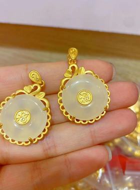 微镶福字平安扣项链毛衣链挂坠