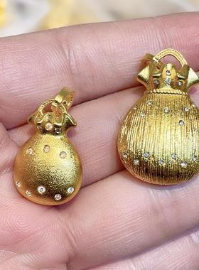 沙金微镶点钻福袋钱袋子吊坠福袋项链毛衣链挂坠配饰diy饰品挂件