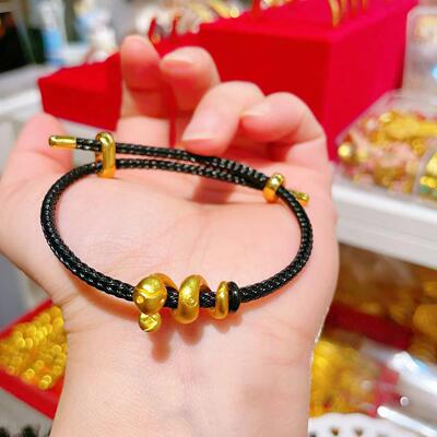 沙金钱币卷卷蛇本命年生肖蛇手链手绳隔珠diy红绳编织饰品配件