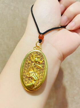 镂空佛手莲花项链吊坠
