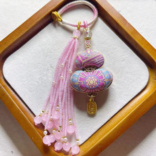 成品宋锦双面葫芦流苏穗子挂件钥匙扣包包挂饰招财纳福吊坠礼物