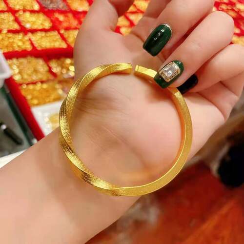 麻花活口可调节金色首饰品手环