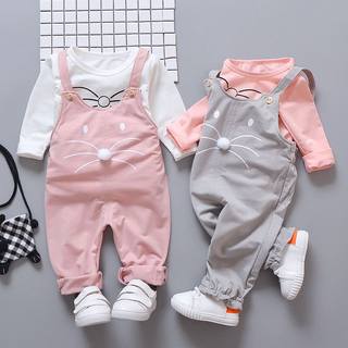 一岁女宝宝衣服春装1一2岁女童装婴幼童卡通背带两件套3-4岁2023