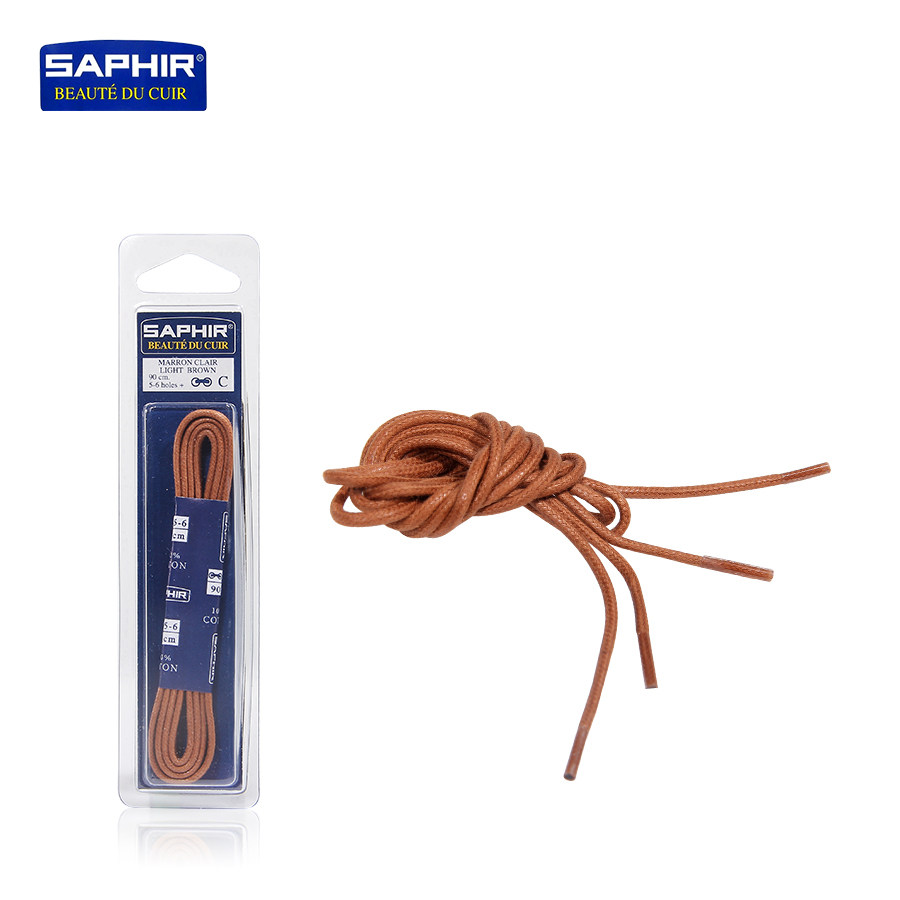 SAPHIR正装皮鞋打蜡细圆6孔鞋带图片