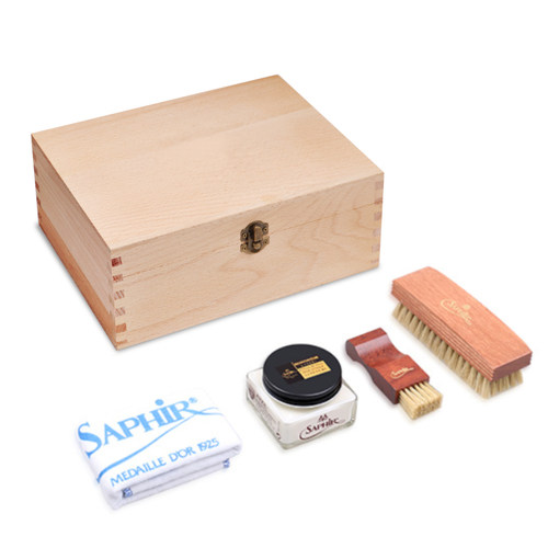 saphir莎菲雅黑金套装皮鞋保养油