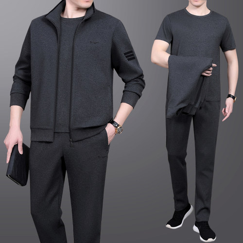 中老年运动套装男春秋季2025新款中年爸爸休闲装运动服男士三件套