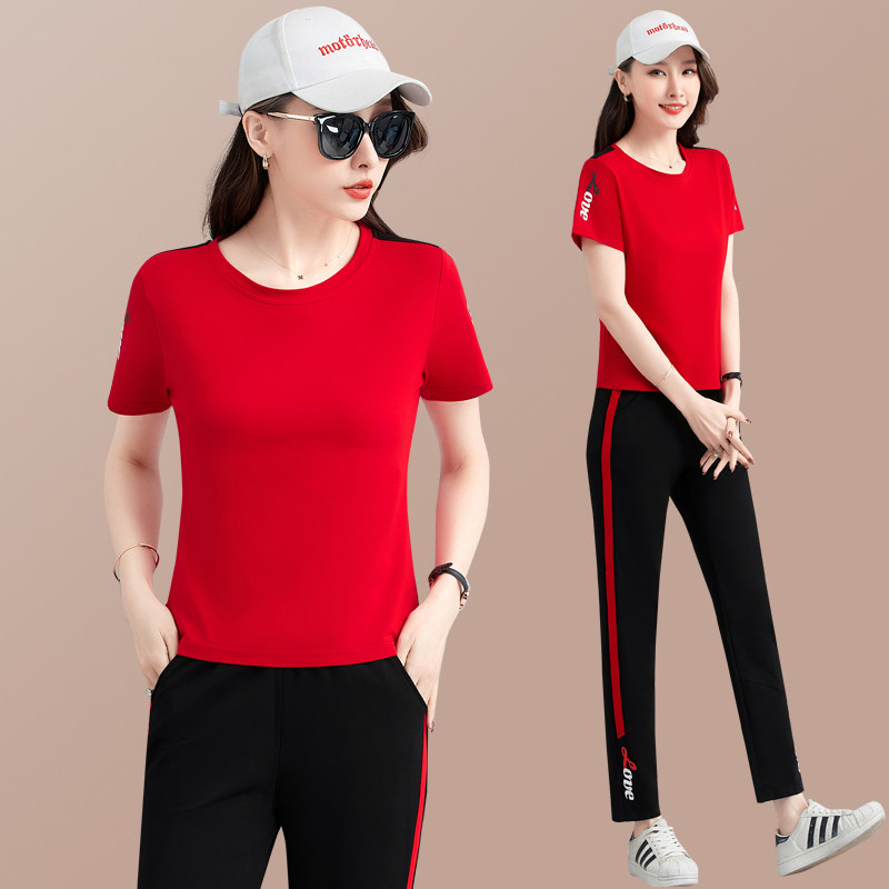 情侣装运动套装男女夏天短袖T恤一套2025夏季短裤跑步服休闲套装