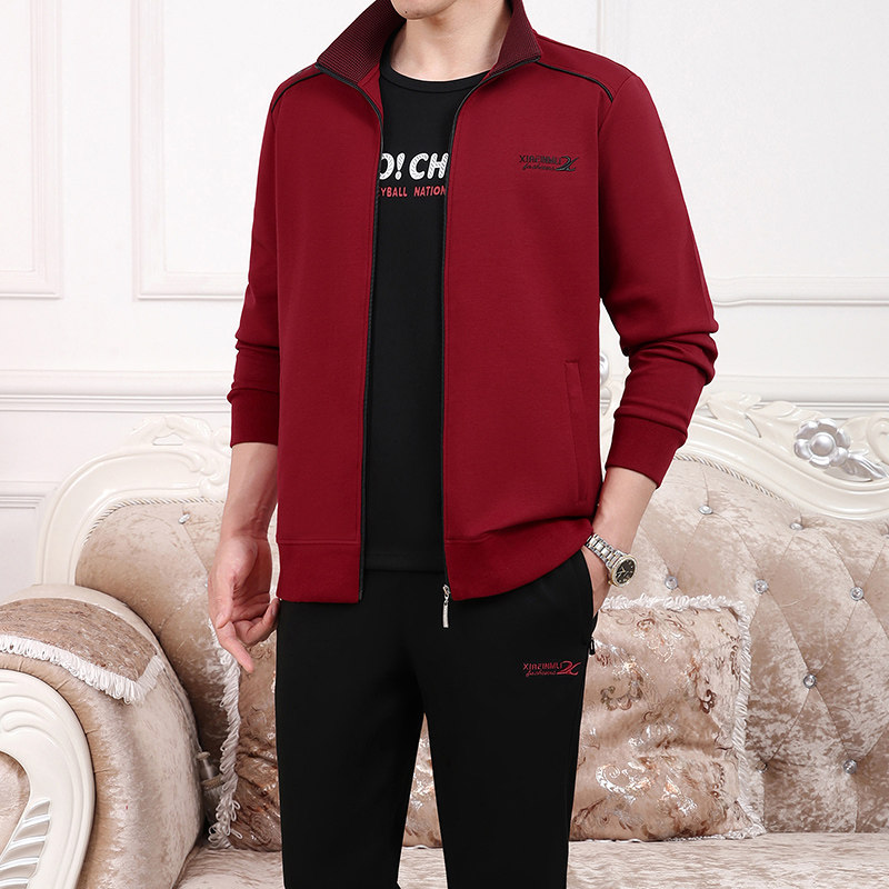 新款休闲运动服套装男春秋二件套