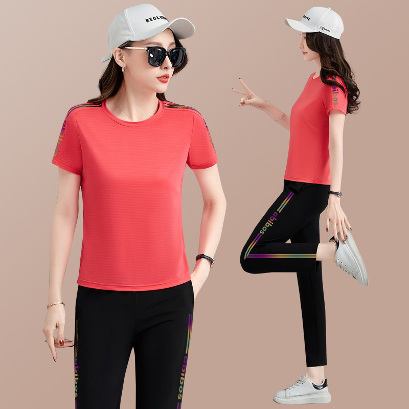 情侣装短袖短裤休闲运动服套装男女同款夏季冰丝薄款健身跑步服