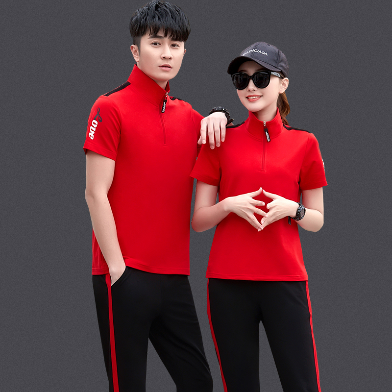2025情侣春夏季薄款运动套装男士短袖休闲时尚女卫衣广场舞速干服