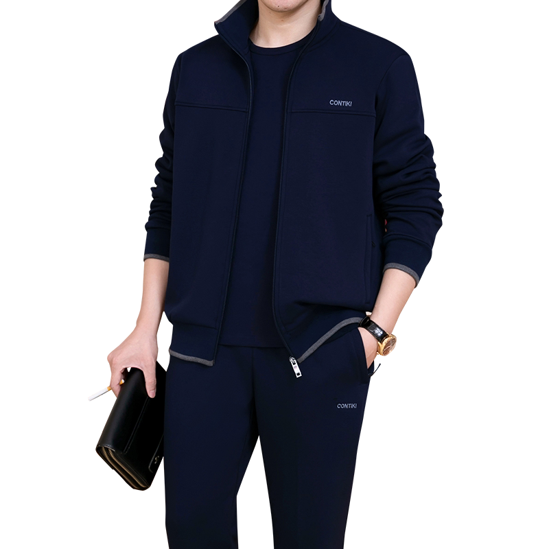新款男士中年春秋休闲服运动套装