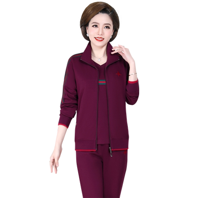 休闲风中年大码三件套妈妈装