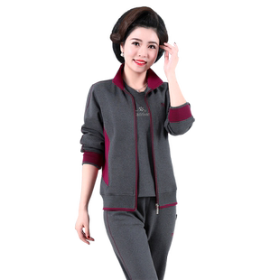 妈妈春秋装宽松运动套装2022早秋新款老年人女减龄奶奶秋天三件套