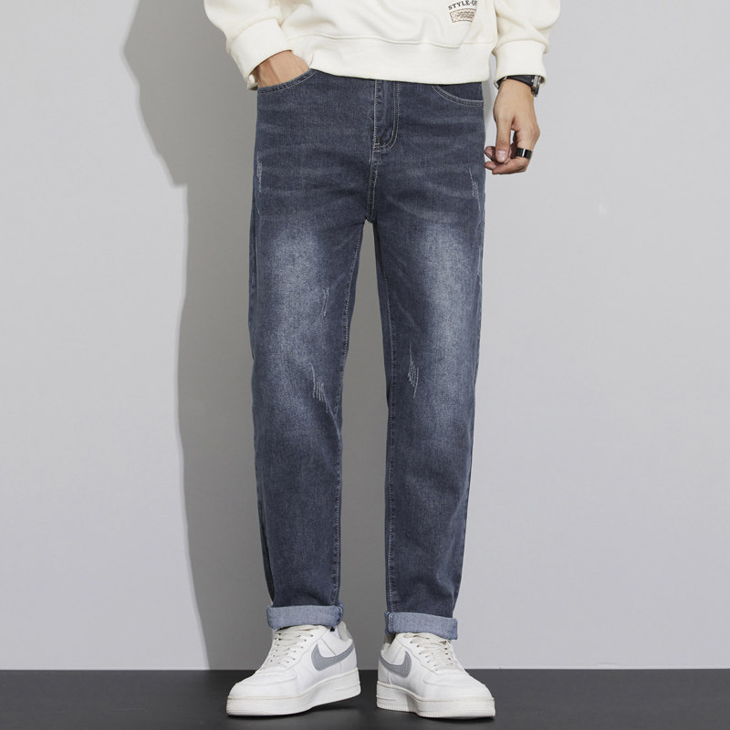 2025新款春秋季复古潮牌直筒裤牛仔裤男士宽松抽绳休闲长裤子男款